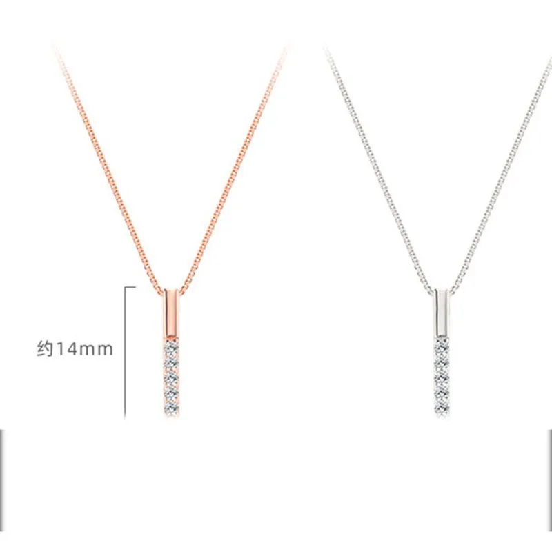 VenusFox Hot Selling 925 Sterling Silver Necklace Simple Geometric Cubic Zircon Choker Shiny Exquisite Clavicle Chain For Women SNK003
