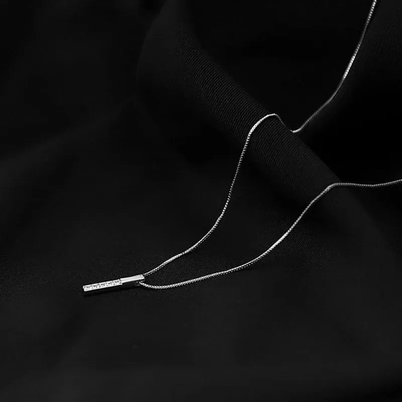 VenusFox Hot Selling 925 Sterling Silver Necklace Simple Geometric Cubic Zircon Choker Shiny Exquisite Clavicle Chain For Women SNK003