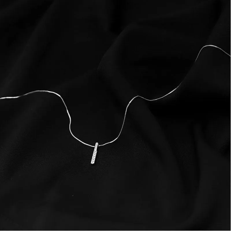 VenusFox Hot Selling 925 Sterling Silver Necklace Simple Geometric Cubic Zircon Choker Shiny Exquisite Clavicle Chain For Women SNK003
