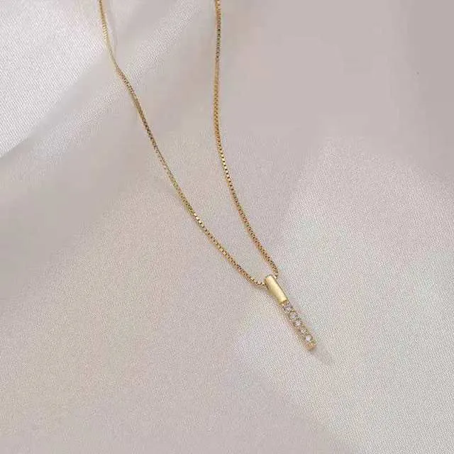 VenusFox Hot Selling 925 Sterling Silver Necklace Simple Geometric Cubic Zircon Choker Shiny Exquisite Clavicle Chain For Women SNK003
