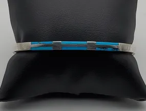 Vintage 950 Silver Turquoise Hinged Bangle