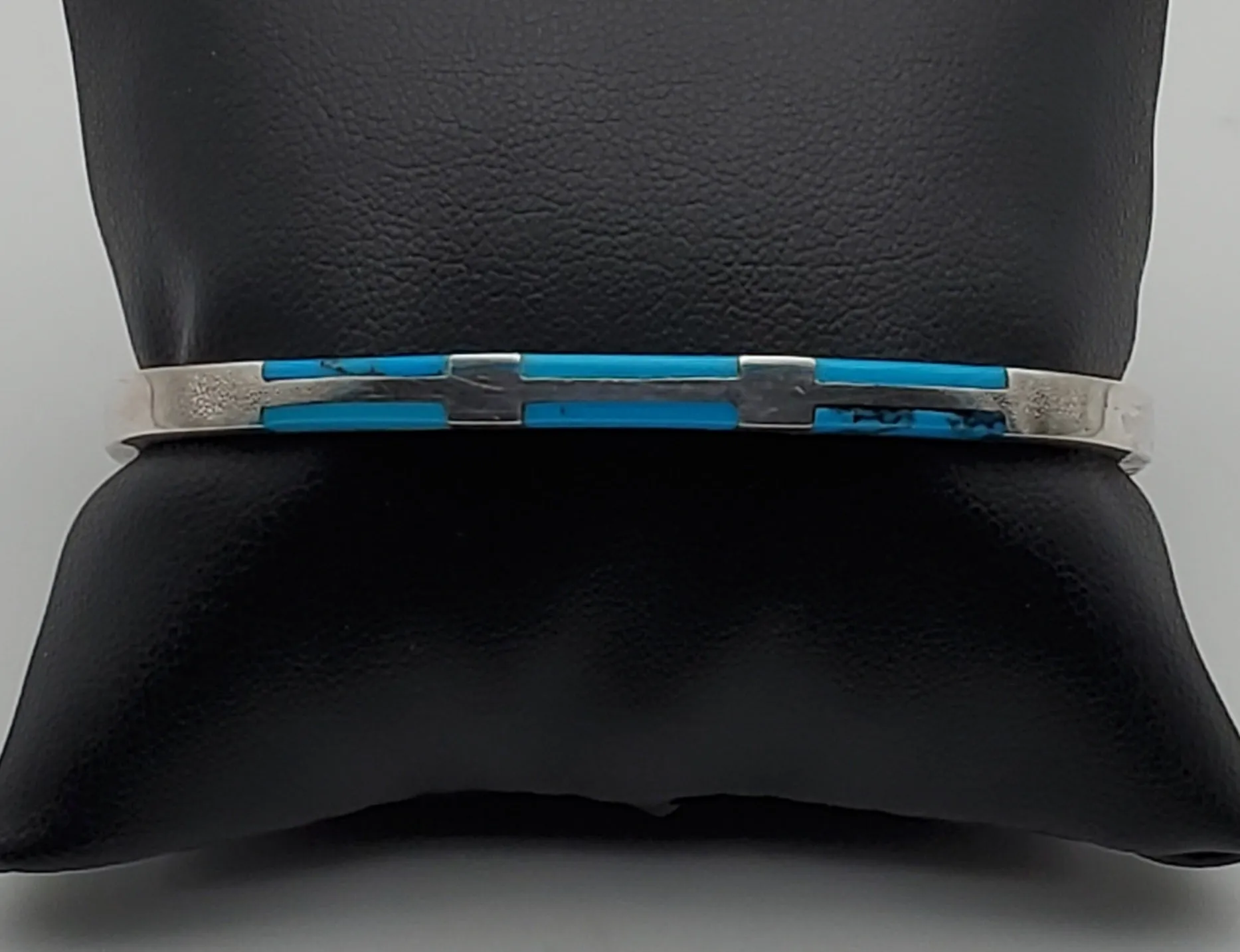 Vintage 950 Silver Turquoise Hinged Bangle