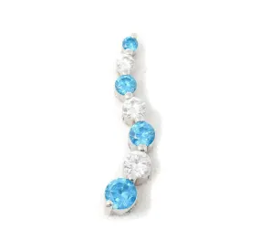 Vintage Designer SAI Art Deco Blue Topaz CZ Sterling Silver Necklace Pendant