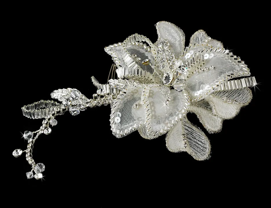 Vintage Inspired Swarovski Crystal Bridal Flower Hair Comb