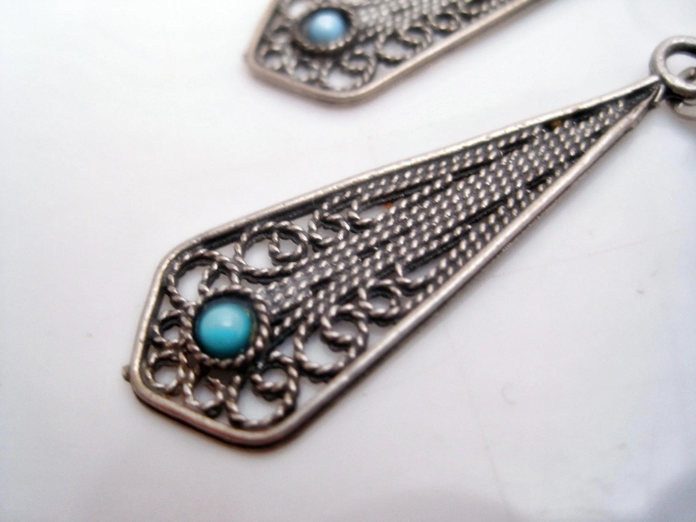 Vintage Middle Eastern Silver Filigree Screw Back Earrings
