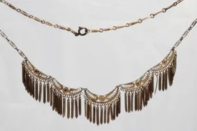 Vintage Silver Filigree Turkish Necklace with Tassel