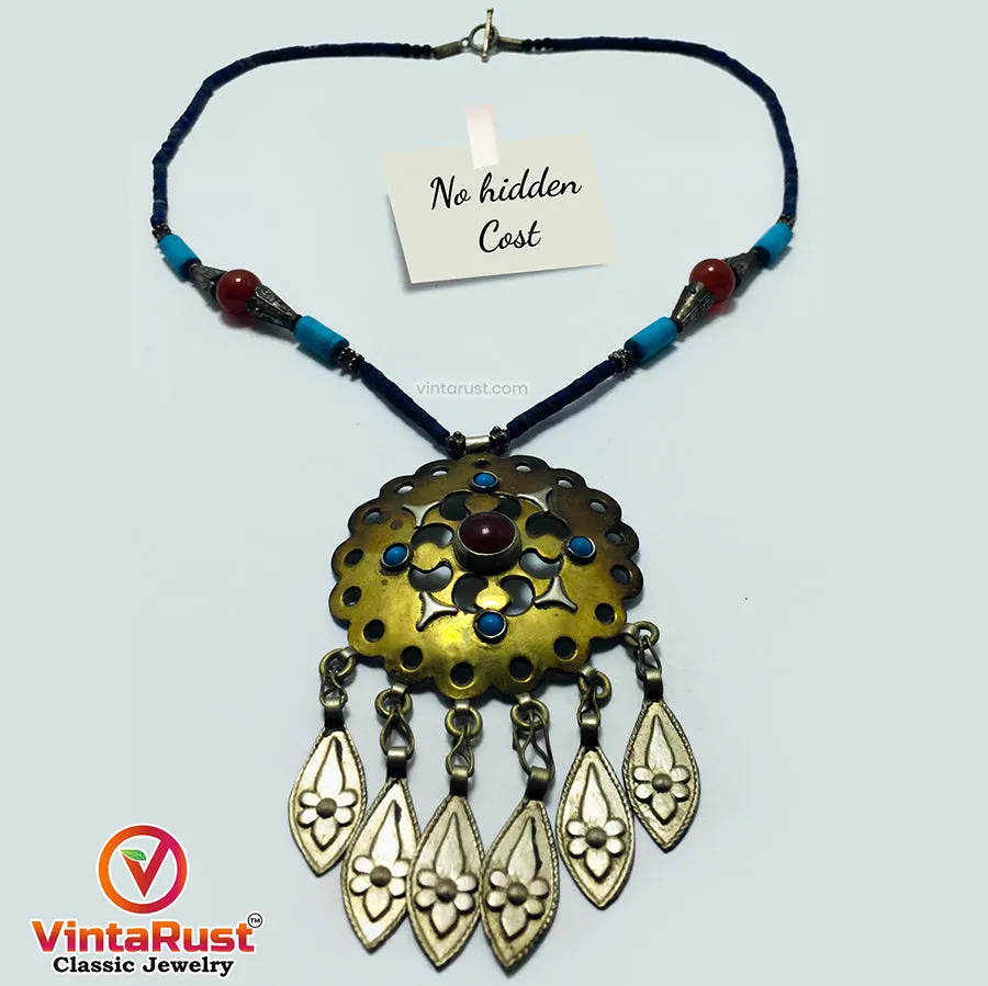 Vintage Turkmen Style Beaded Pendant Necklace