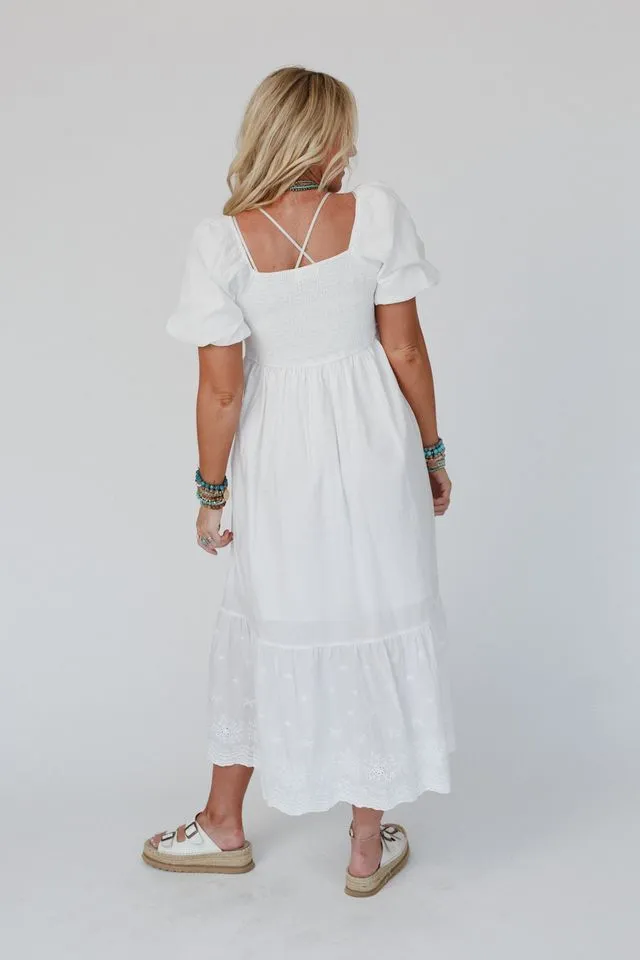 Violet Veil Scalloped Lace Dress - Off White