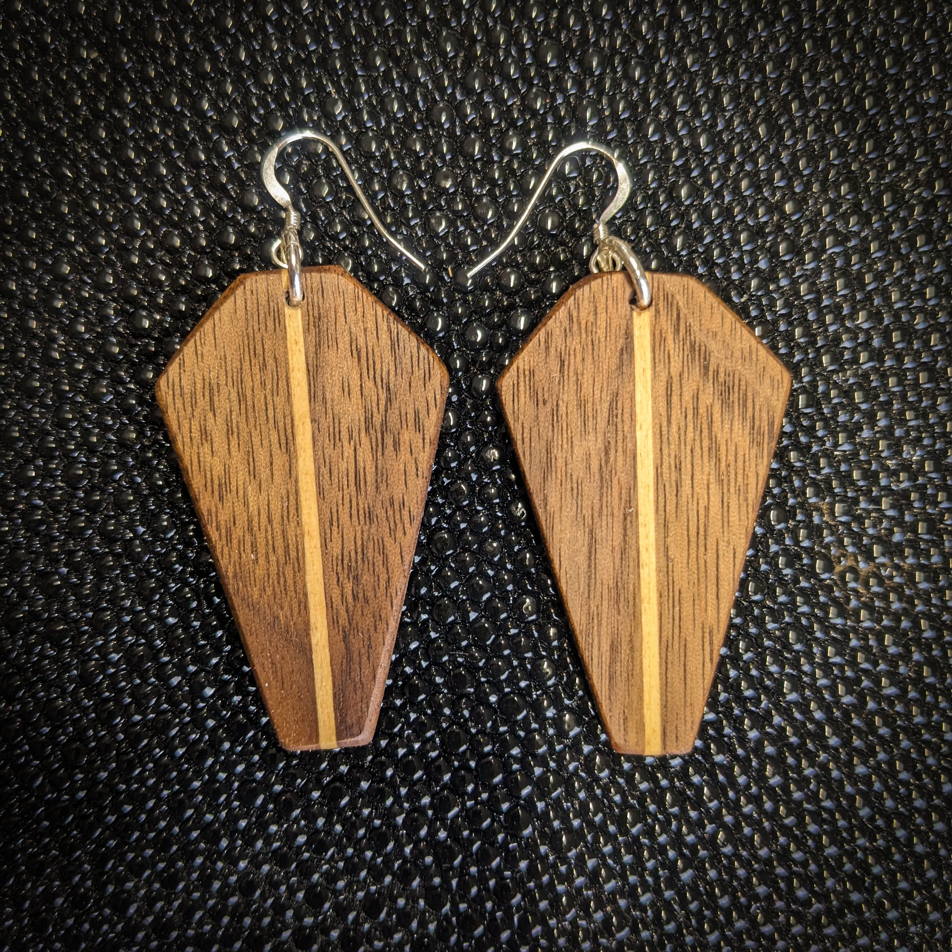 Walnut Coffin Dangle Earrings