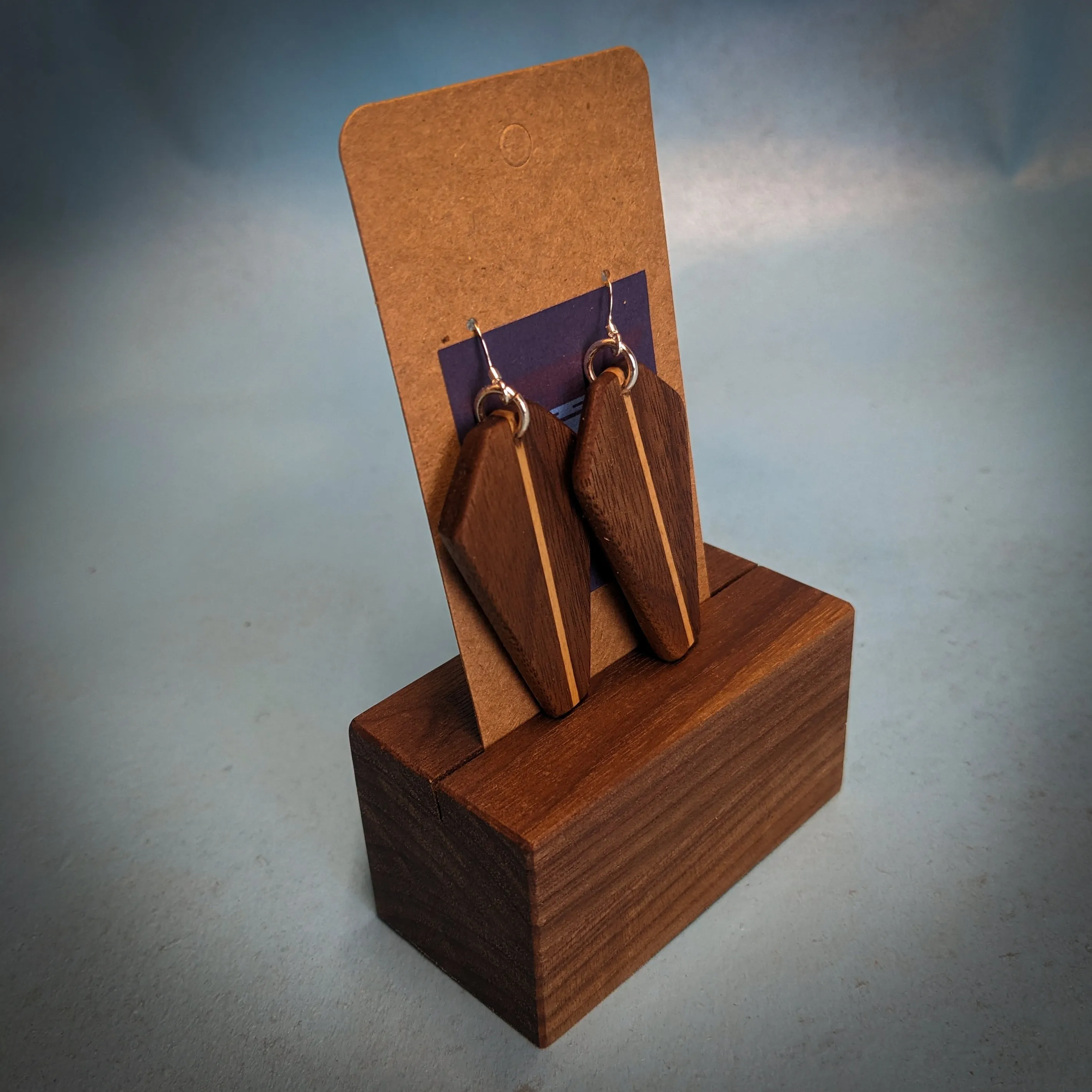 Walnut Coffin Dangle Earrings