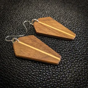 Walnut Coffin Dangle Earrings