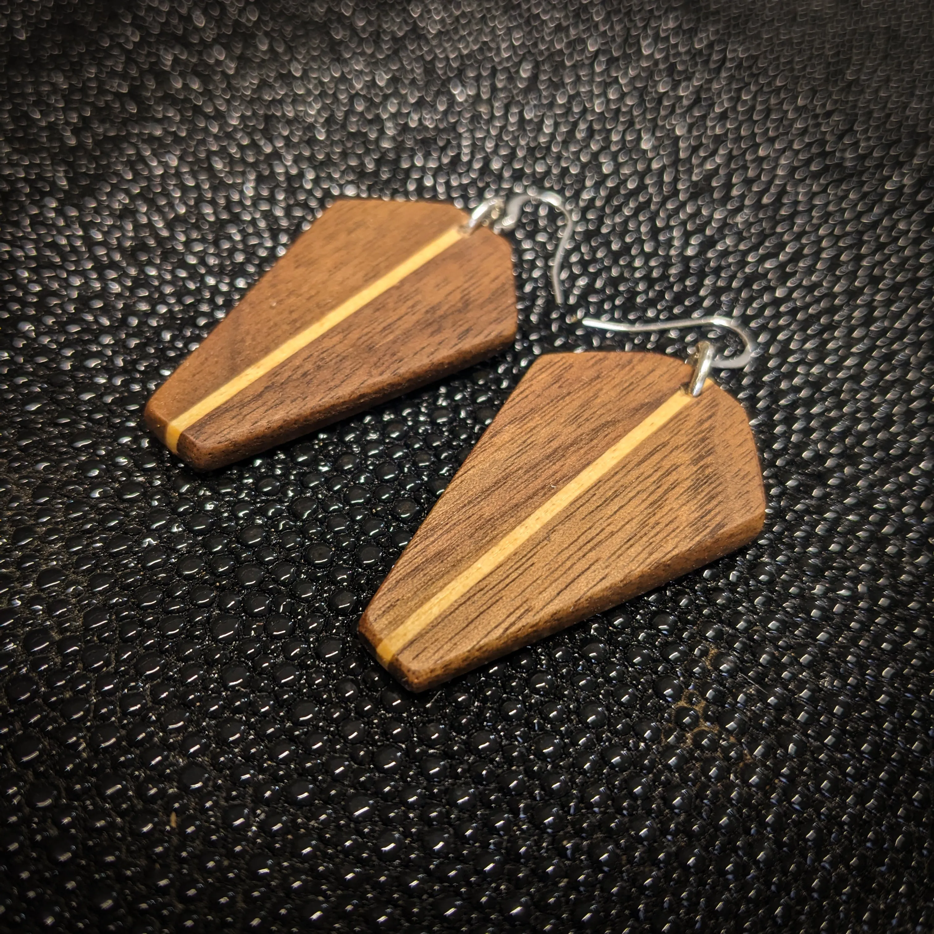 Walnut Coffin Dangle Earrings