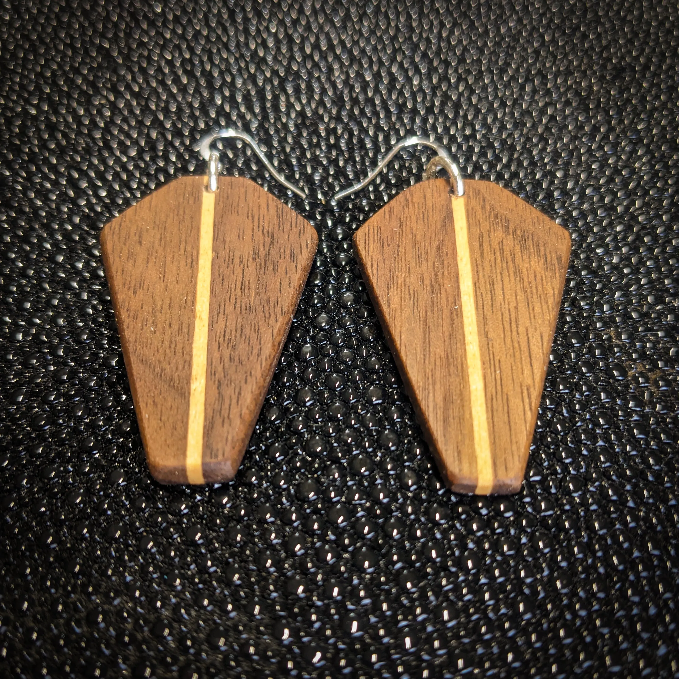 Walnut Coffin Dangle Earrings