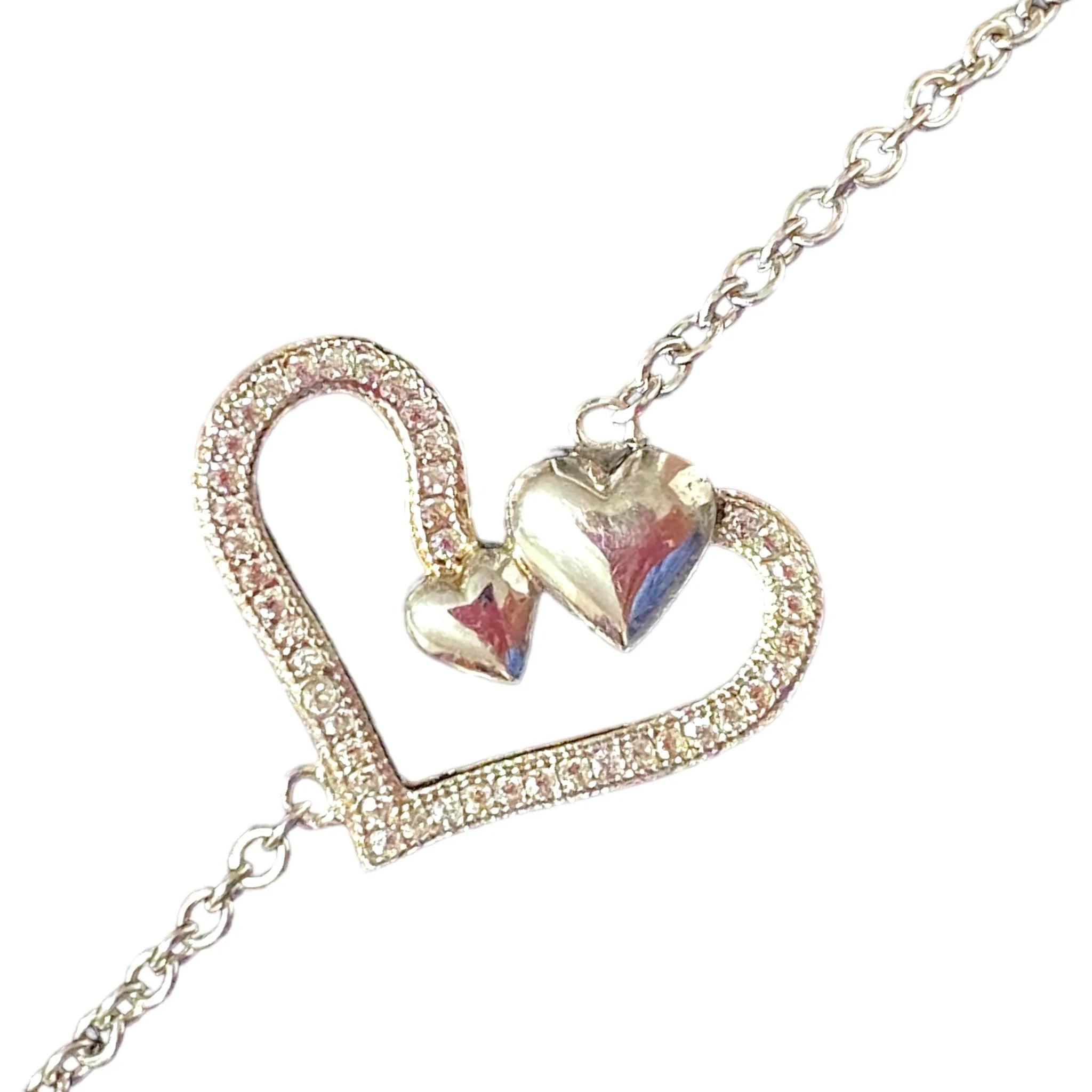 White Diamond Heart Bracelet