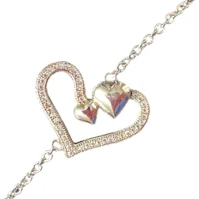 White Diamond Heart Bracelet