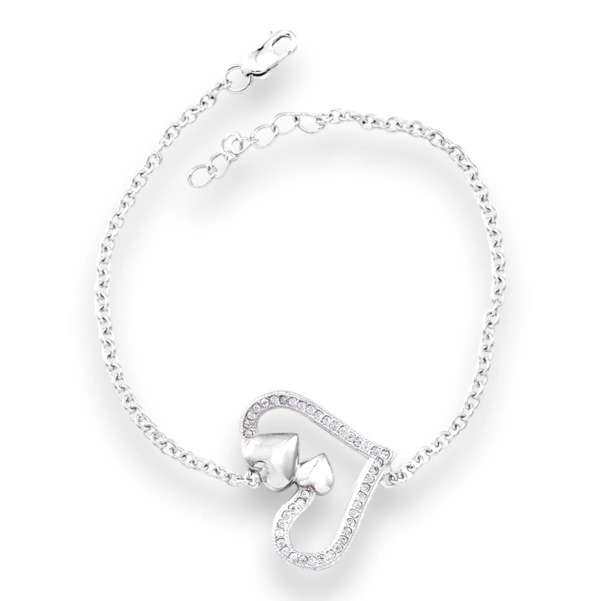 White Diamond Heart Bracelet