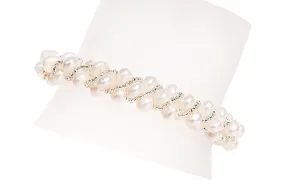 White Multi Strand Braided Freshwater Pearl Bracelet 6mm