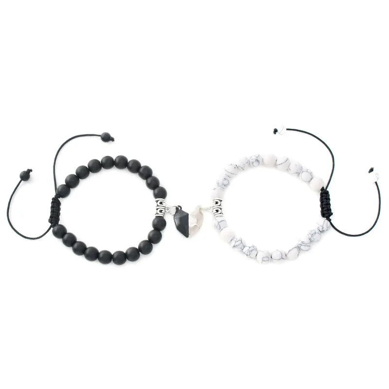 White Turquoise Couple Magnet Couple Bead Bracelet
