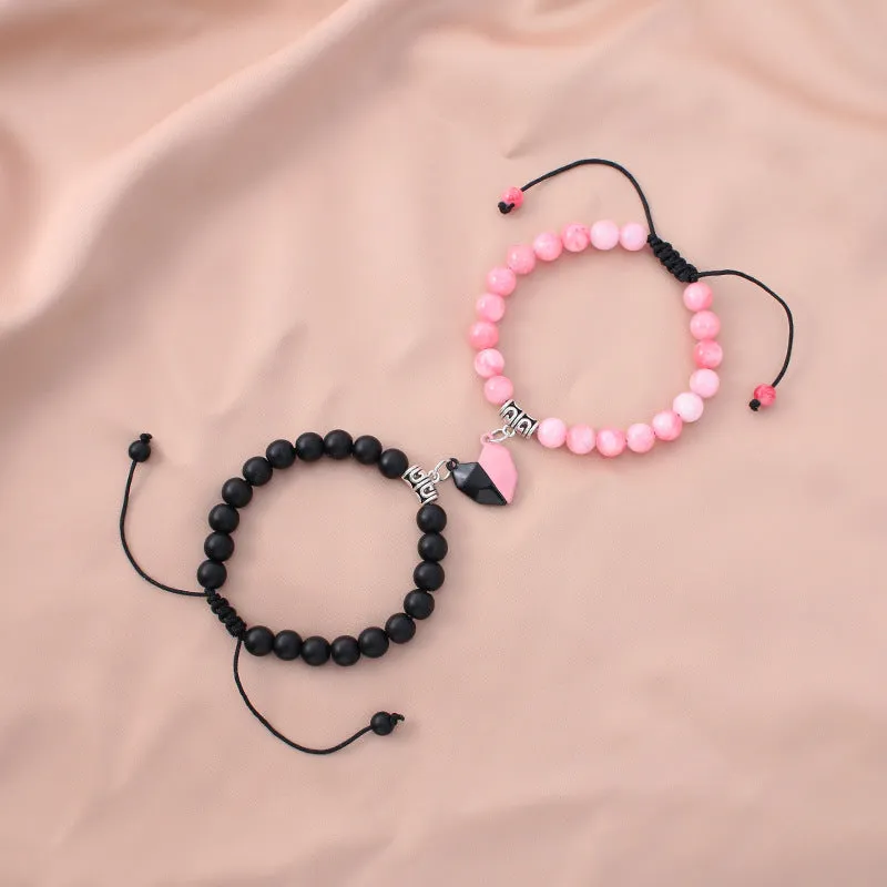 White Turquoise Couple Magnet Couple Bead Bracelet