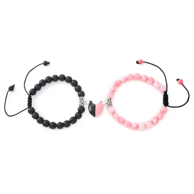 White Turquoise Couple Magnet Couple Bead Bracelet