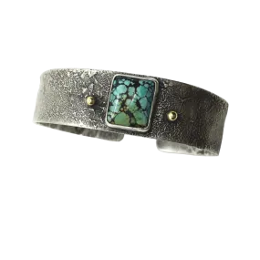 Wild Desert Turquoise Cuff with 18k Gold Balls Accent