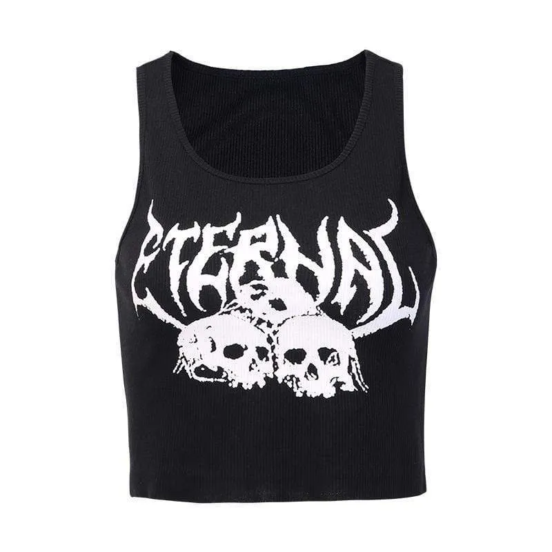 Women's Knitted Skull Printed Tank Tops