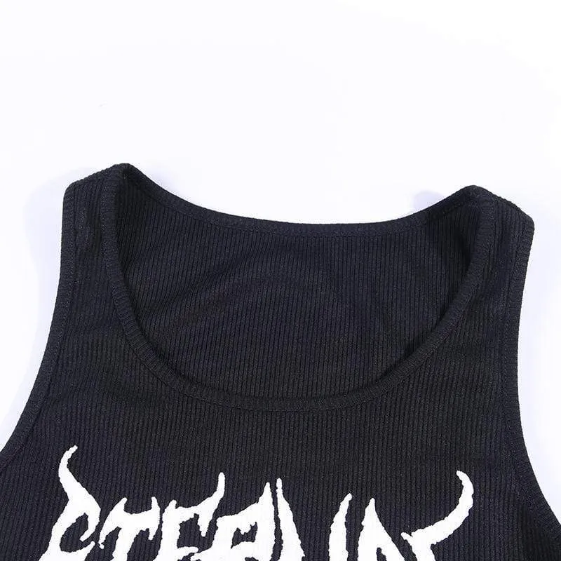 Women's Knitted Skull Printed Tank Tops