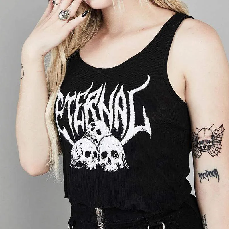 Women's Knitted Skull Printed Tank Tops