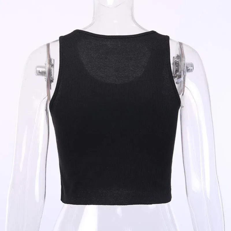 Women's Knitted Skull Printed Tank Tops