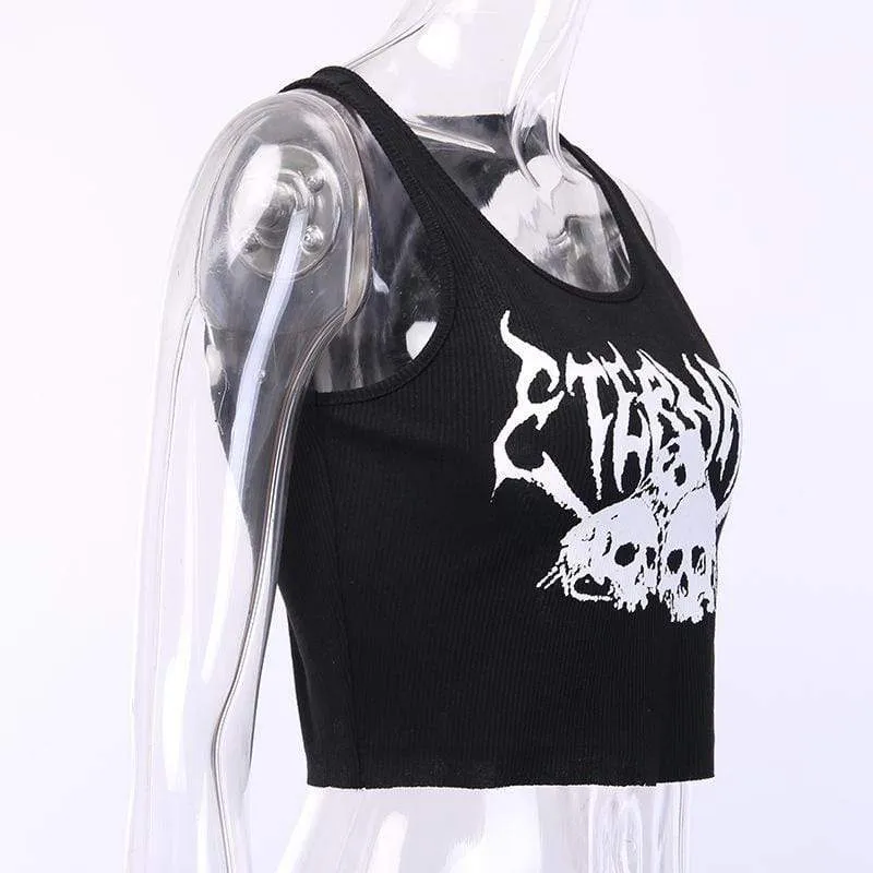 Women's Knitted Skull Printed Tank Tops