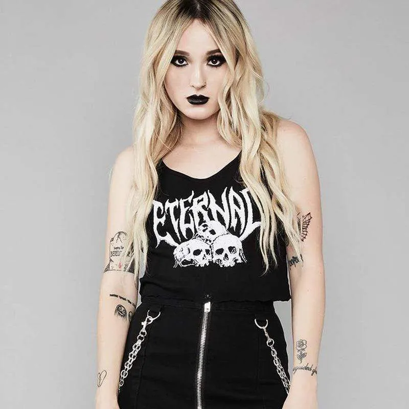 Women's Knitted Skull Printed Tank Tops