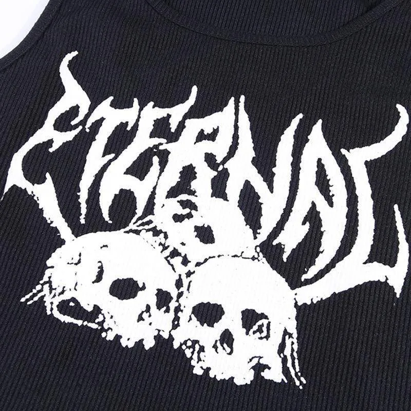 Women's Knitted Skull Printed Tank Tops