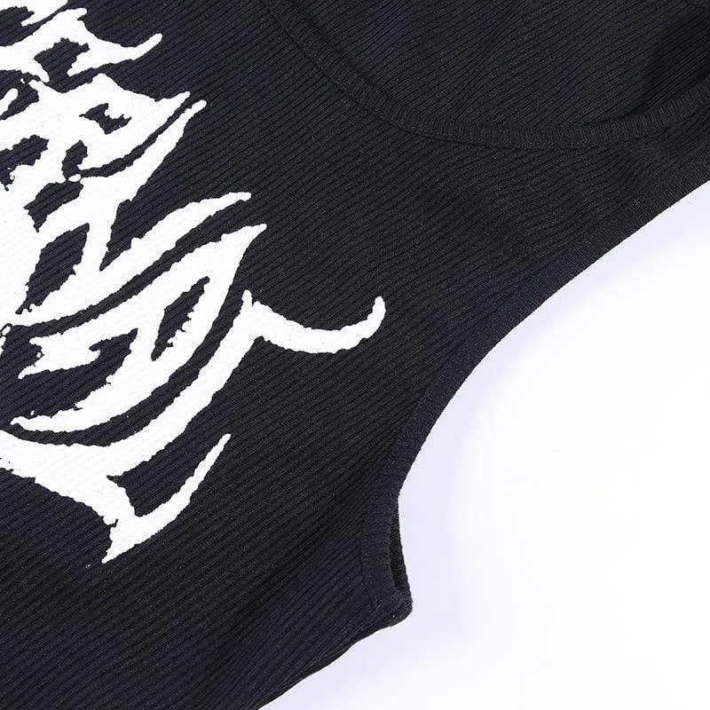 Women's Knitted Skull Printed Tank Tops