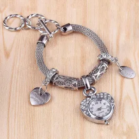 Women's Love Heart Bracelet Wrist Watch