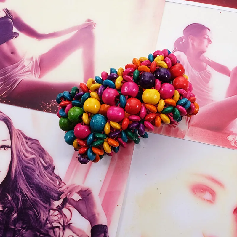 Woven Multilayer Hollow Wooden Bead Bracelet Bangle