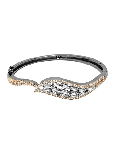 Yellow Chimes AD Bracelet for Women White American Diamond Bangle Bracelet High Grade Authentic AD Jewellery Bangle Style Bracelet for Women and Girls