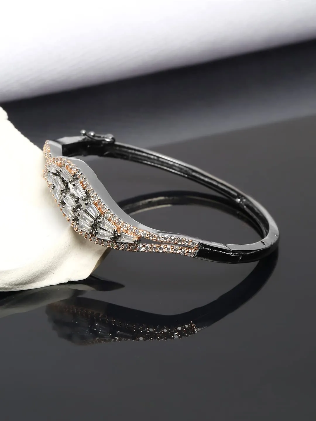 Yellow Chimes AD Bracelet for Women White American Diamond Bangle Bracelet High Grade Authentic AD Jewellery Bangle Style Bracelet for Women and Girls